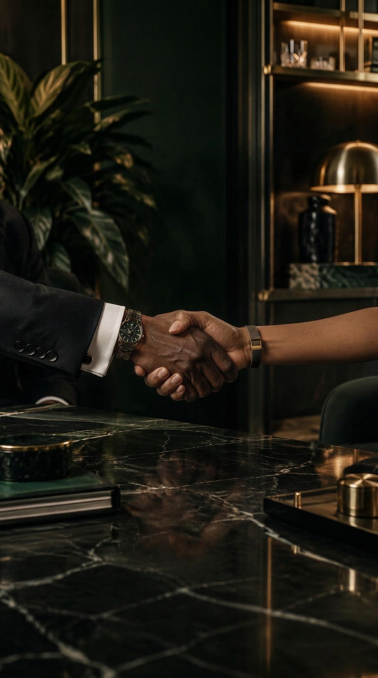 Two executives completing a professional handshake
